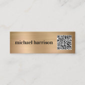 Carte De Visite Mini Typographie moderne minimale QR Code Or (Devant)