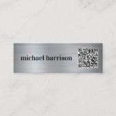 Carte De Visite Mini Typographie moderne minimale QR Code Silver (Devant)