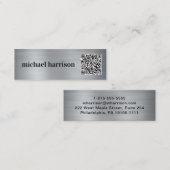 Carte De Visite Mini Typographie moderne minimale QR Code Silver (Devant / Derrière)