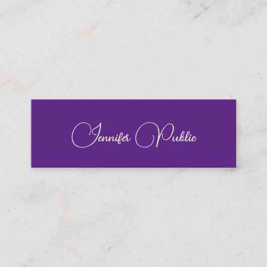 Carte De Visite Mini Typographie Script moderne Modèle simple violet (Devant)