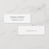 Carte De Visite Mini Typographie simple classique élégante 12 (Devant / Derrière)