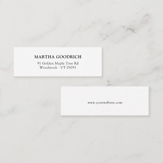 Carte De Visite Mini Typographie simple classique élégante 12 (Devant / Derrière)