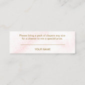 Carte De Visite Mini Un petit Baby shower rose Snowflake (Dos)