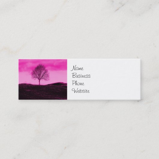 Carte De Visite Mini Un seul arbre Silhouette Paysage rose chaud (Devant)