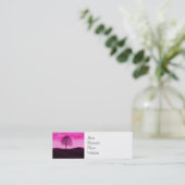 Carte De Visite Mini Un seul arbre Silhouette Paysage rose chaud (Debout devant)