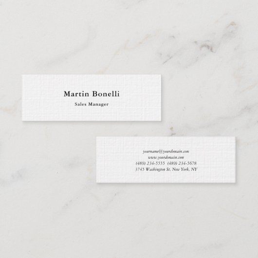 Carte De Visite Mini Unique Classique Simple Linge Noir Blanc Deux Côté (Devant / Derrière)