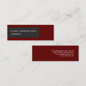 Carte De Visite Mini Unique spécial gris foncé rouge mince (Devant / Derrière)