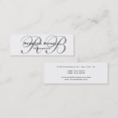 Carte De Visite Mini Unique Unique Monogramme Gris Blanc (Devant / Derrière)