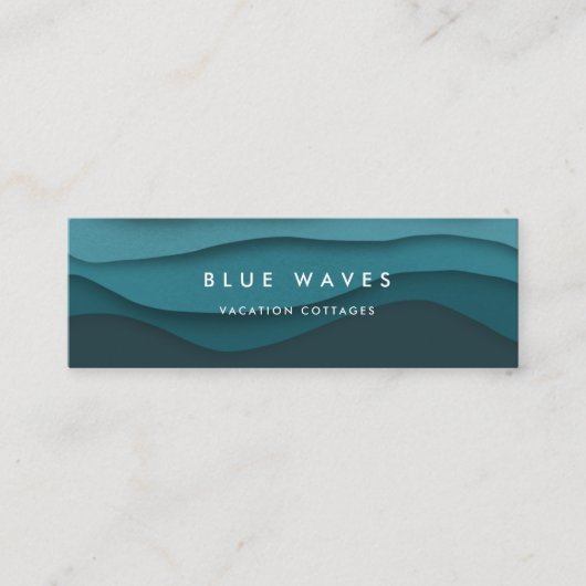 Carte De Visite Mini Vagues d'océan bleu moderne (Devant)