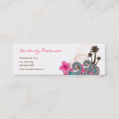 Carte De Visite Mini Vagues tropicales Hibiscus roses chauds Plage Palm (Devant)