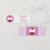 Carte De Visite Mini Vanille Cupcake et rayures roses (Devant / Derrière)