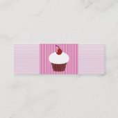 Carte De Visite Mini Vanille Cupcake et rayures roses (Dos)