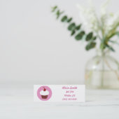 Carte De Visite Mini Vanille Cupcake et rayures roses (Debout devant)