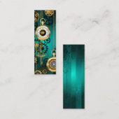 Carte De Visite Mini Veille bijoux Steampunk sur un Arrière - plan vert (Devant / Derrière)