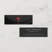 Carte De Visite Mini Verre de vin noir brossé artistique (Devant / Derrière)