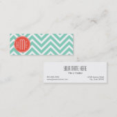 Carte De Visite Mini Vert chic Chevron d'Aqua et monogramme fait sur (Devant / Derrière)