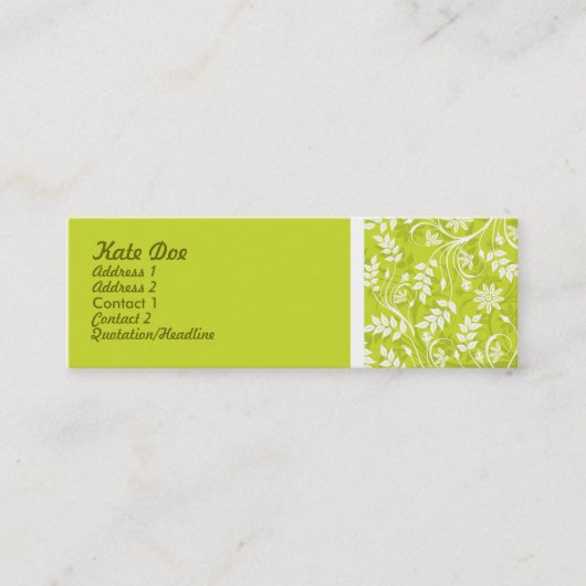 Carte De Visite Mini Vert élégant (Devant)