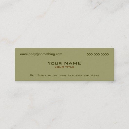 Carte De Visite Mini Vert militaire moderne (Devant)