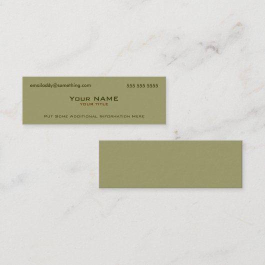 Carte De Visite Mini Vert militaire moderne (Devant / Derrière)