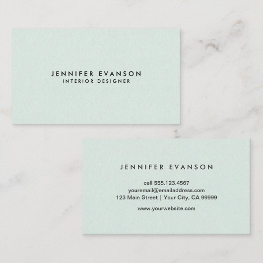 Carte De Visite Mini vert Mint moderne et professionnel (Devant / Derrière)