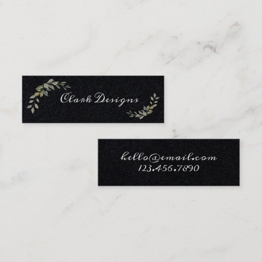 Carte De Visite Mini Vert Sage & verdure Elégant Cadre Feuille (Devant / Derrière)