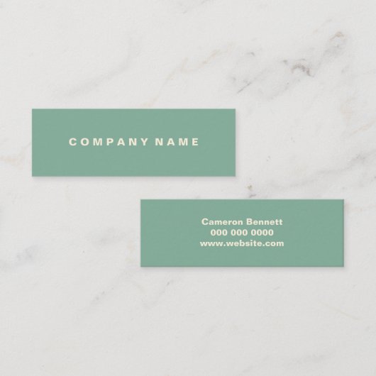 Carte De Visite Mini Vert simple de mousse de mer (Devant / Derrière)