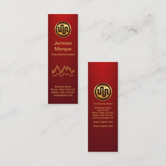 Carte De Visite Mini Vignette rouge du graphique Exchange Stock simple (Devant / Derrière)