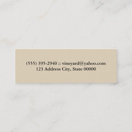 Carte De Visite Mini Vignoble / Sommelier de vin (Dos)