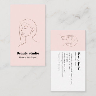 Carte De Visite Mini-Visage Logo Coiffure Beauté Maquillage rose
