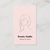 Carte De Visite Mini-Visage Logo Coiffure Beauté Maquillage rose (Devant)