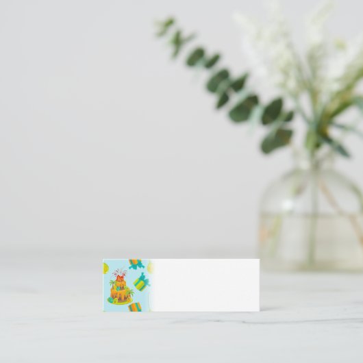 Carte De Visite Mini Volcan Dinosaur Anniversaire Gâteau Dino Oeufs Bal (Debout devant)