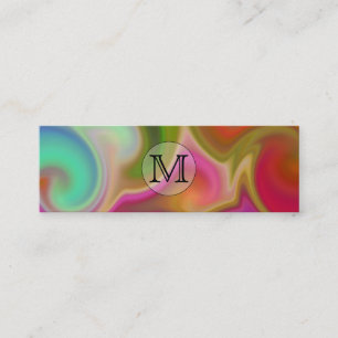 Carte De Visite Mini Votre lettre, remous colorés et monogramme fait