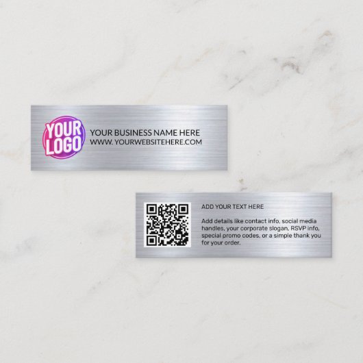 Carte De Visite Mini Votre logo d'équipe d'entreprise et code QR & text (Devant / Derrière)