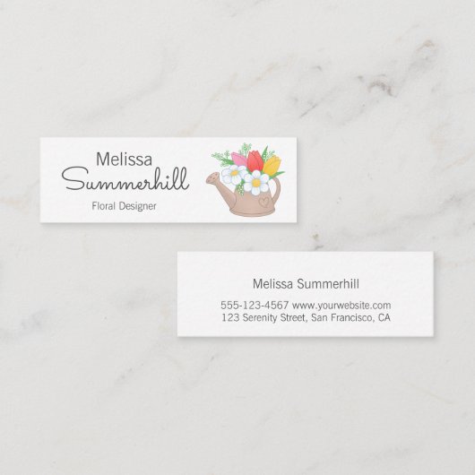 Carte De Visite Mini Waters Can Floral Arangement Designer (Devant / Derrière)