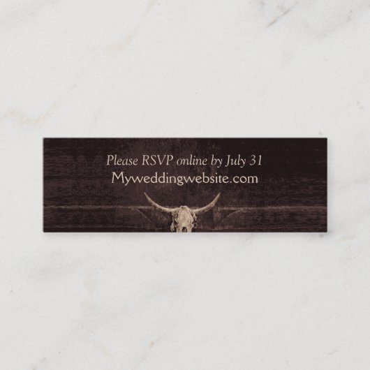 Carte De Visite Mini Western Rustic Bull Skull Mariage Pays Texture (Devant)