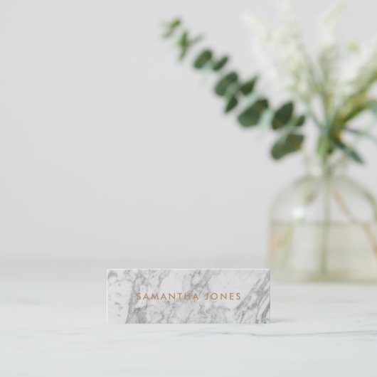 Carte De Visite Mini White Carrara Marble Gold Classic Personalised (Debout devant)