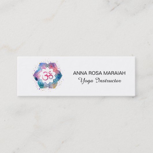 Carte De Visite Mini *~* Yoga Enseignant Reiki Massage Mindfult Om (Devant)