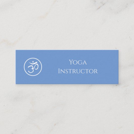 Carte De Visite Mini Yoga Instructeur Om Symbole QR Code bleu clair (Devant)