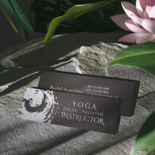 Carte De Visite Mini Yoga Méditation Instructeur Noir Argent Symbole ZE