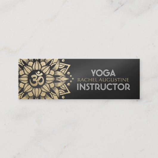Carte De Visite Mini Yoga Méditation Instructeur or Mandala Om Symbole (Devant)