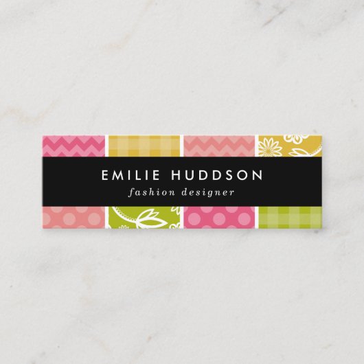 Carte De Visite Mini Zigzag, Chevron, Pois, En vichy, Patchwork (Devant)