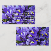 Carte De Visite Miniature Bleu Irises Printemps Floral (Devant / Derrière)
