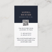 Carte De Visite Miniature moderne rose et marine Code QR (Dos)