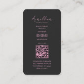 Carte De Visite Minimal Aesthetic Pink Black Massage Therapist (Dos)