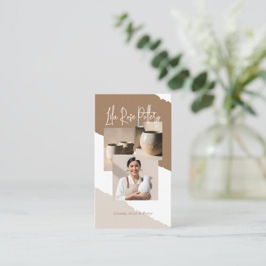 Carte De Visite Minimal Artistic Handmade Pottery Photo Collage (Debout devant)