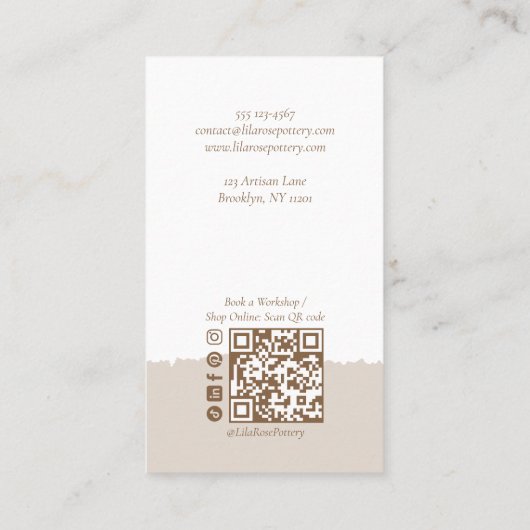 Carte De Visite Minimal Artistic Handmade Pottery Photo Collage (Dos)