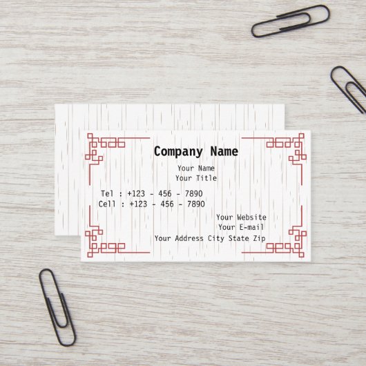 Carte de visite minimal avec motifs d'Asie de l'Es (Devant/Arrière en situation)