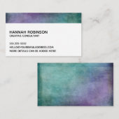 Carte De Visite Minimal avec texture grunge rustique sarcelle et v (Devant / Derrière)