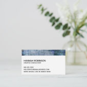 Carte De Visite Minimal avec texture rustique grunge bleue et viol (Debout devant)