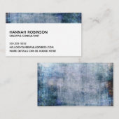 Carte De Visite Minimal avec texture rustique grunge bleue et viol (Devant / Derrière)